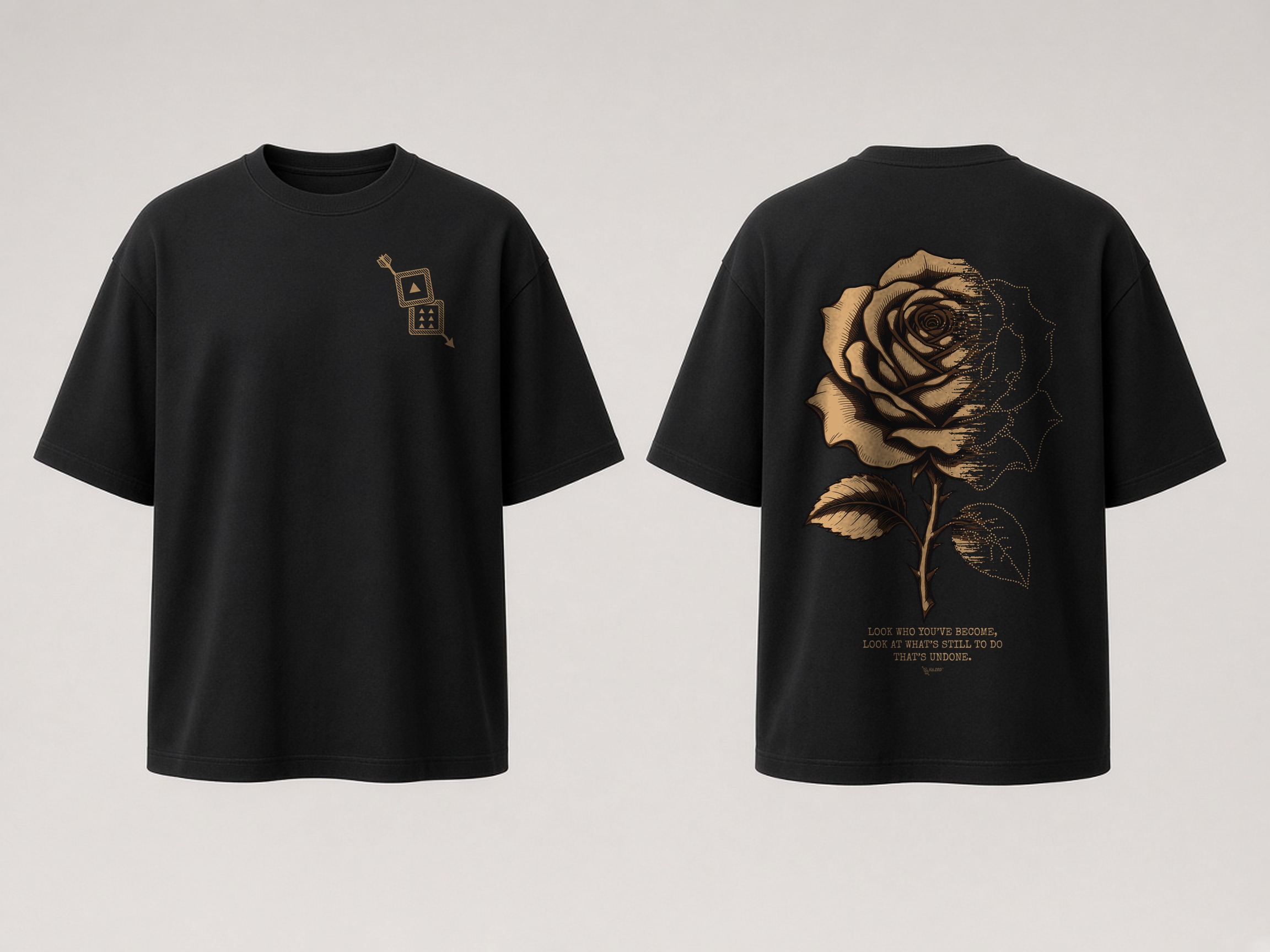 HAZRD rose shirt, front and back